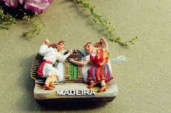 Portekiz Madeira Halk Dansları Turizm Seyahat Hatıra 3D Reçine Buzdolabı Mıknatısı El Sanatları