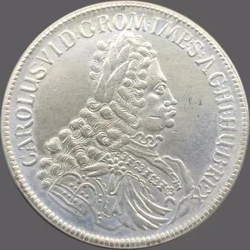 1704 Avusturya Kutsal Roma İmparatoru Charles VI 1 Thaler Pirinç Gümüş Sikke Kopya Kaplama