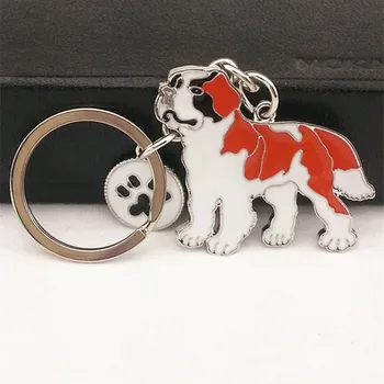 Çiftler Çinko Alaşım SAİNT BERNARD Anahtarlıklar Kadın için sevimli Köpek Metal Anahtarlık Metal Anahtarlık Tutucu DİY Takı Çanta Anahtarlık