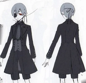 Anime Siyah Butler Kuroshitsuji Ciel Phantomhive Cosplay Kostüm Tam takım Elbise Ceket+gömlek+yelek+ılmek+pantolon