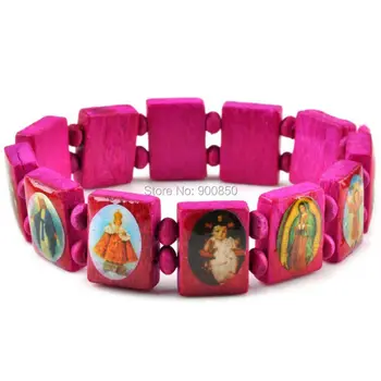 Aziz İsa Dini Odun Katolik Simgesi Bilezik Unisex Moda Ahşap Yeni Cazibe Takı 7 Renk Bileklik