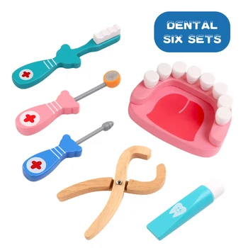 6pcs/Kızlar Simülasyon Doktor Gibi Hediye İçin diş Hekimliği Doktor Çocuklar Eğitim Ahşap Oyuncak Bebek seti