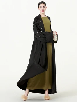 Müslüman Çarşafımın İnci Maxi Elbise Hırka Uzun Elbise GownsTunic Tapınma Musulmane Dubai Orta Doğu İslam Namaz Giyim