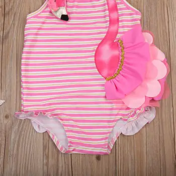 İşlemeli Çizgili Tulum Mayo Mayo Mayo Yaz Bebeğim Tek Parça Kıyafetler Badi Şirin Kızlar Flamingo