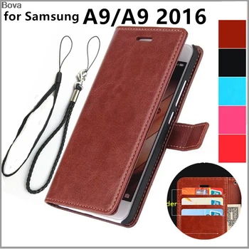 Samsung Galaxy A9 A900f A9000 Pu deri telefon kılıfı cüzdan kapak için A9 2016 A9100 kart tutucu kapak dava Samsung için
