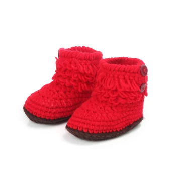 6month Hi-Üst İlk Yüksek Çizmeler Bebek Yürüyüş ve el Yapımı Tığ Bebek Ayakkabı Yenidoğan 0 yeni El dokuması Bebek Bebek Yumuşak Ayakkabıları-