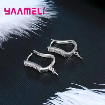 YAAMELİ Geometrik Tasarım 925 Gümüş Kadın Küpe Bileşenleri Kübik Zirkon Handmake DİY Takı Aksesuar Hoop