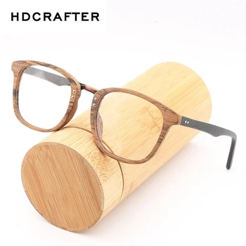 HDCRAFTER Gözlük Çerçeve Gözlük şeffaf Lens Ahşap ile Ahşap Erkek ve Kadın Vintage Gözlük Çerçeveleri