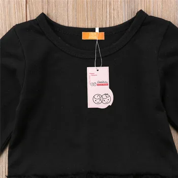 Güzel Bebek Kız Pamuk Romper 2018 Yeni Moda Yeni Doğan Bebek Kız Siyah Tutu Romper Elbise Sıcak Satış Uzun Kollu Tulum+Saç Bandı