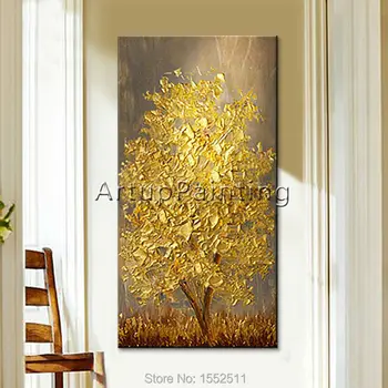 Oturma Odası ev dekorasyonu cuadros decoracion06 İçin Duvar sanat Resim tuval Boyama palet bıçağı 3D doku akrilik ağaç