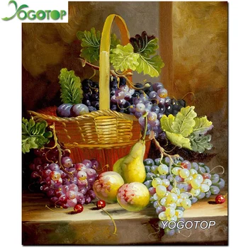 Meyve üzüm Elmas DİY Nakış İşleme Yuvarlak Elmas Resim Çapraz Dikiş XC374 5D Taslar Mozaik Desen 3D