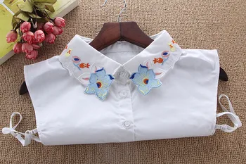 Basit moda sahte yaka gelişmiş çiçek işlemeli Kazak Bayan vahşi gömlek kadın aksesuarları dantel çiçek bluz süslemeleri