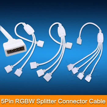 RGB Şerit 5 adet/lot İçin RGB RGBW Konnektör 5 pin 1 2/ 3 /4 Splitter dişi uzatma kablosu İçin 3528/5050 led şerit