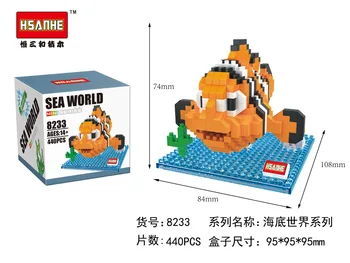 HSANHE Mikro Bloklar 8237 DİY Bina Tuğla Sea world 3D Model Oyuncak Balık Mini Bloklar Çocuklar oyuncakları Çocuklara Hediye 8233 Karikatür