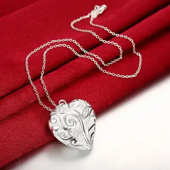 925 Gümüş Moda Popüler Kalp-N224 Kolye Moda Takı Rolo Kolye En İyi Hediye Şeklinde