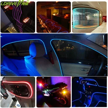 LDRİVE 5Pc/lot araba kapı Fiber Optik Işıklar dekorasyon tekerlekli koltuk araba konsol İç Araba Işık Atmosfer direksiyon DİY