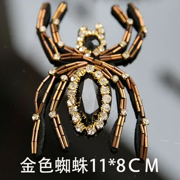 El hayvan giyim Yüksek kaliteli dekoratif parches boncuk rhinestone Yamalar aplike 3D Örümcek Dikmek Boncuklu