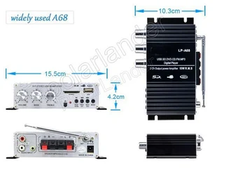 LP-A68 12 V USB sd mmc FM araç amplifikatör uzaktan kumanda 15WX2 RMS Hİ-Fİ dijital güç mini amplifikatör ile ekran