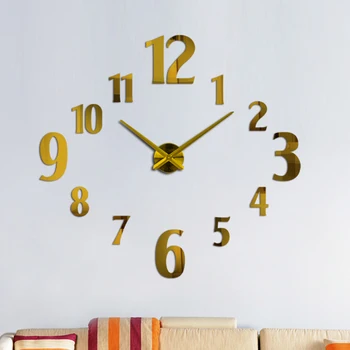 2018 yeni duvar saati modern tasarım reloj içlerinden kuvars izle büyük dekoratif saatler Avrupa salon akrilik 3d etiketler