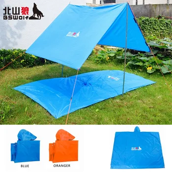 Çok fonksiyonlu 3 in 1 Açık Yağmur Yağmurluk Giymek Çadır Zemin Mat Güneş Barınak Tente Sırt çantası Yağmur Kapağı Kamp Mat Kamp