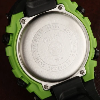 Üst Marka OHSEN Erkek Erkek 50m su Geçirmez Kuvars İzle Lastik Bant Spor Kol saati Ordu Yeşil Dijital Saat Sony Ericsson için Masculino Hediye