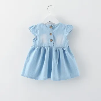 Kız bebek Bow-düğüm Tasarım Mini Elbise Çocuk Bebek Yaz Stil Moda Kısa Kollu Parti Elbise Çocuk Elbiseleri 2017 Sıcak Satış