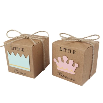 Aytai 100pcs 2 inç Kağıt Bebek Duş İyilik ve Hediye Kutuları Küçük Prens, Prenses Şeker Kutuları Doğum günü Partisi Tutucu Hediyelik eşya