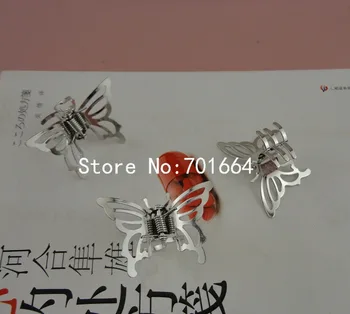 10 ADET 3.3 cm 4.7 cm Gümüş kurşun ücretsiz ve nikel ücretsiz Büyük telkari kelebek düz metal saç pençe kelepçeler bitirmek,*toptan