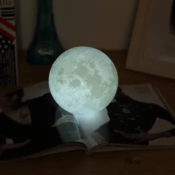 2 Renk 3D Yazıcı Ay Lamba Şarj edilebilir Dokunmatik USB Gece lambası çocuk odası Lamba Luminaria Ay Bebek Hediyesi Ev Dekorasyonu Şarj Geçin