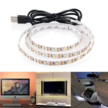 Goodland DC 5 V USB 3528 SMD RGB Şerit Işık Bandı Beyaz Sıcak Beyaz 5M 4M 3M 2M 1M 50CM Şerit Arka LED TV LED