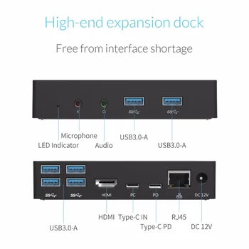 6 KLAVYE ile ORİCO SDB1 Tip-C Evrensel Yerleştirme İstasyonu.C PD DC 12 V HARİCİ HDMI 4K Yüksek portu ve Bir Tür--0 genişleme dock sonu