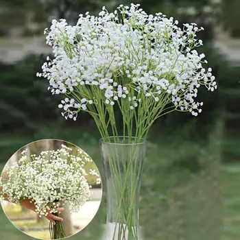 12pcs Yapay Babysbreath Düğün Dekorasyon Plastik Gypsophila Buket Çelenk Çiçek Beyaz Nişan Çiçekleri
