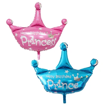 Doğum günün kutlu olsun düğün için 1 adet/lot pembe ve mor mavi helyum balonu Prenses tacı folyo balon dekorasyon