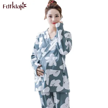 Fdfklak 3 Adet Pamuk Hamile Kıyafetleri Uzun Hamile Kadın Ev Giyim Hamile Pijama Hemşirelik Giyim Pijama Kol