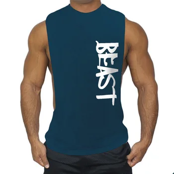 Marka Giyim Spor Erkek baskı Yelek Kas Stringer spor CANAVAR Üst Vücut egzersiz Tank Fanila kolsuz tişört