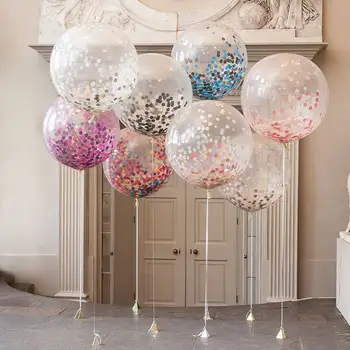 5 adet 36 İnç Clear Konfeti Balonlar Renkli Konfeti Hava Topları Doğum günü Düğün Parti Malzemeleri Dekorasyon