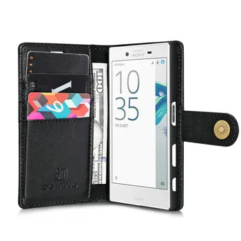 Hakiki Lüks Deri Cüzdan Flip Case Manyetik Kart Yuvası ile LG için Sony Ericsson X Kompakt XZ XZs V20 G6 için Kapak Çıkarılabilir