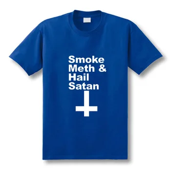 Yeni Yaz Stil Moda DUMAN METH ŞEYTANA T Gömlek Erkekler Rahat Kısa Kollu Tutmak Sakin ve İbadet Şeytan T-shirt Boyutu H-XXL