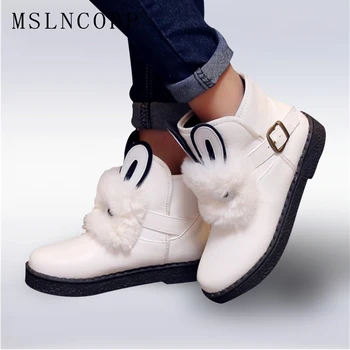 Artı boyutu 34-45 Yeni Kadın Platform Kış Kürk Kar Botları Kadın Ayakkabılar Mujer Rahat Ayakkabılar su Geçirmez Botları Tavşan saç ayak Bileği