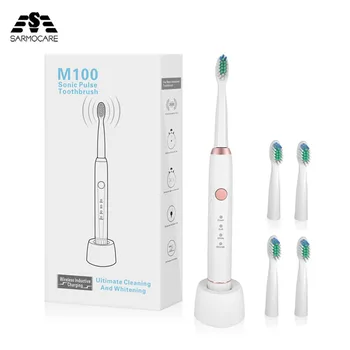 4 fırça kafaları Ultrasonik Elektrik ile Sarmocare lazer ışık kullanır Kablosuz Şarj edilebilir Diş Fırçası su Geçirmez IPX7 diş fırçası