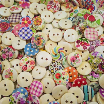 DİY El Sanatları Giyim Kapakları için bebek Ahşap Düğmeler %50 Renkli 15 mm 2Hole çocuk çocuklar doğal düğme Aksesuar dikiş