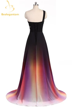 Bealegantom Moda Bir Omuz Mesafede Balo Şifon Artı Boyutu Akşam Parti Elbiseleri Vestido Longo QA1077 İle 2017 Elbiseler