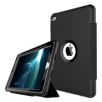 İPad mini 4 3 Katmanlı Akıllı Kapak Kılıf Hibrit Zırh Tam Koruma Ağır PC+TPU+PU Katlanması Zor Tablet Kılıf Standı