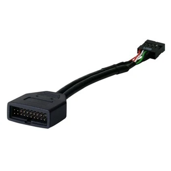 PC Bilgisayar için Anakart Etmakit 1 ADET Siyah 9 USB 2.0 Pin Housing Erkek USB 3.0 20 pin Dişi Adaptör Kablosu