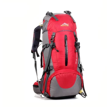 Dağcılık çantası unisex Açık 50 L büyük kapasiteli sırt çantası, kamp sırt çantası su geçirmez çanta + tırmanma yağmur kapak kamp