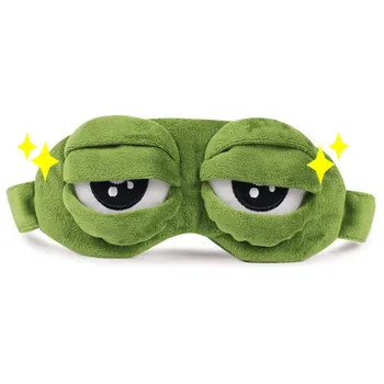 Kız arkadaşı için üzgün Kurbağa Yeşil Hediye Üzücü Kurbağa 3D Göz Maskesi Yumuşak Komik Cosplay Oyuncaklar Uyku 2018