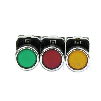 OOTDTY Plastik+Metal Kırmızı/Sarı/Yeşil LA38-11/203 Düğme Anlık Basın Ağır Güç 4 Terminalleri Şalteri
