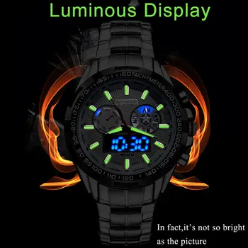 Erkek spor askeri çelik dijital saat Fosforlu el kuvars izle 2017 BOAMİGO Gümüş hediye 30m su geçirmez kol saatleri