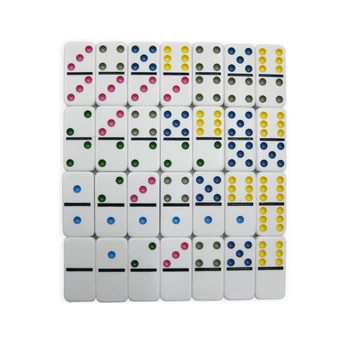 28PCS Domino Masa Oyunu, Çocuklar ve Yetişkinler için Dominos Metal Kutu Pai Gow Oyununu Oyuncaklar ile 6 Çift kişilik Domino Set
