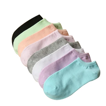 Kadın ince çorap terlik 5 çift / çok kadınlar pamuklu çorap yaz sevimli şeker renk tekne çorap ayak bileği çorap